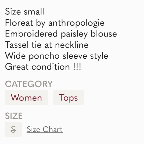 Anthropologie Floreat Sunglow embroidered paisley poncho top with art deco lines - Picture 7 of 12